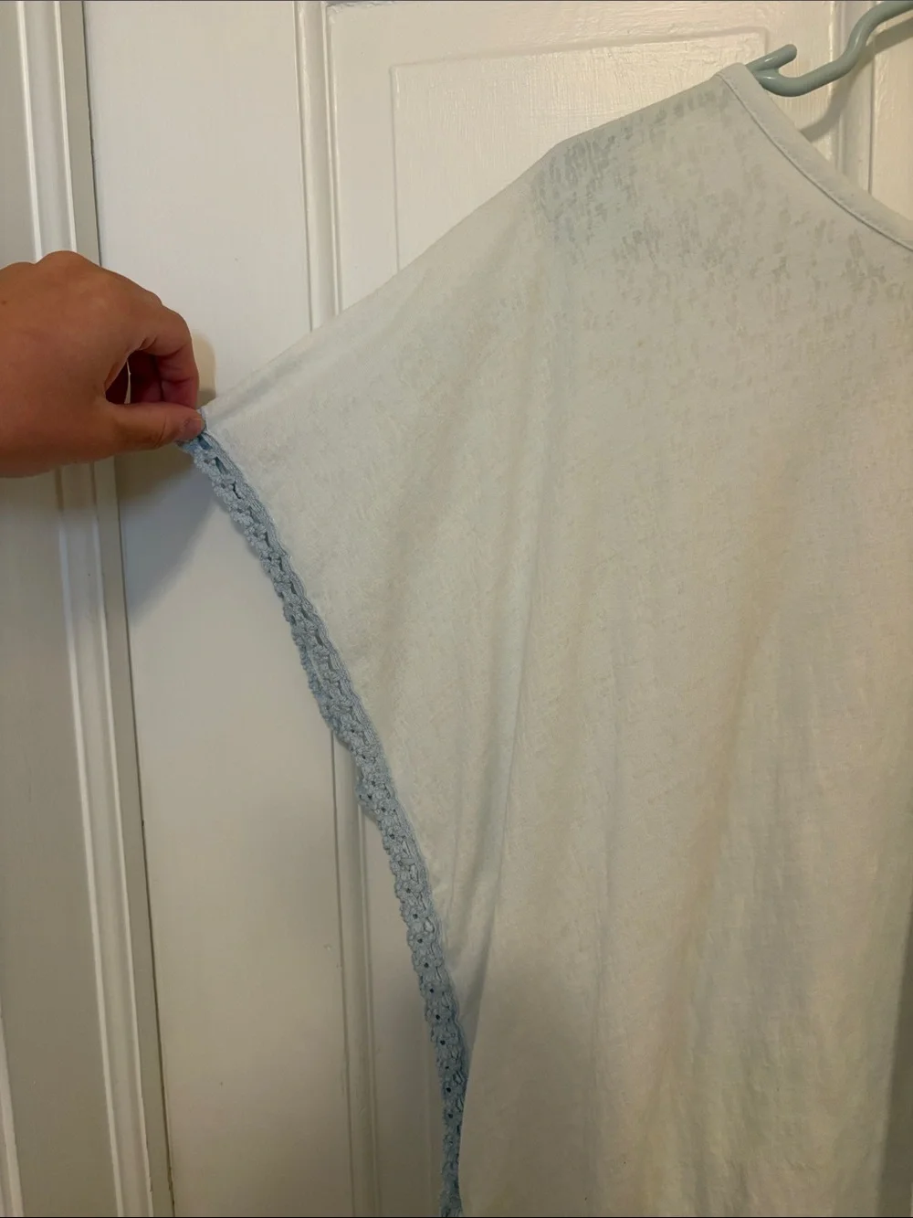 Light Blue Crochet-Trim Women’s Top - Picture 3 of 5